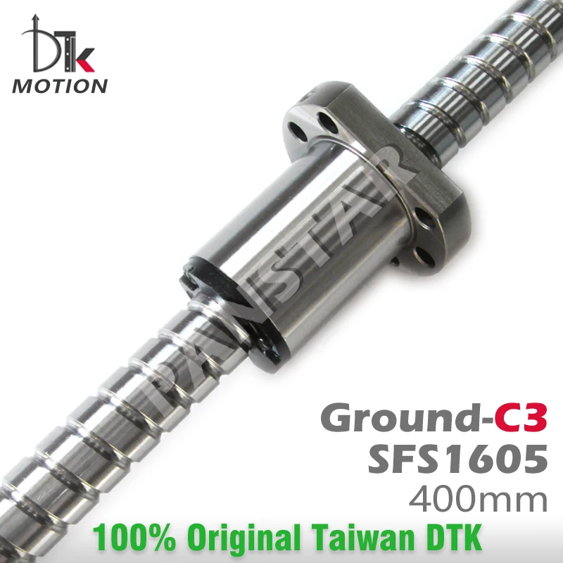 DTK Taiwan SFS1605 Ground C3 High Speed Low Noise 5mm Lead Ball Screw 400mm Thread Shaft TBI Replace Flange CNC Spindle R16