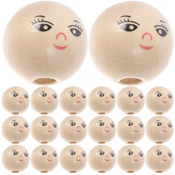 50 Pcs Wooden Beads Braided Pearl Jewelry Making Face Miniature Kits Unfinished for Crafts Bracelet Child with