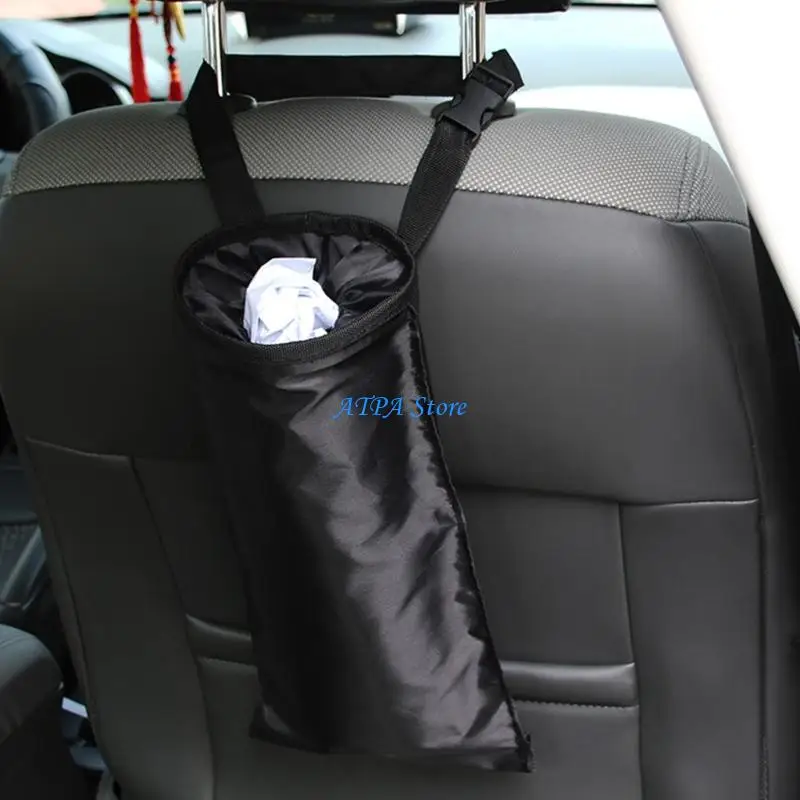 U13C Adjustable Hook Car Trash Bag Container With Leakproof Polyester Fabric For Vehicle Back Storage And Door Mounting