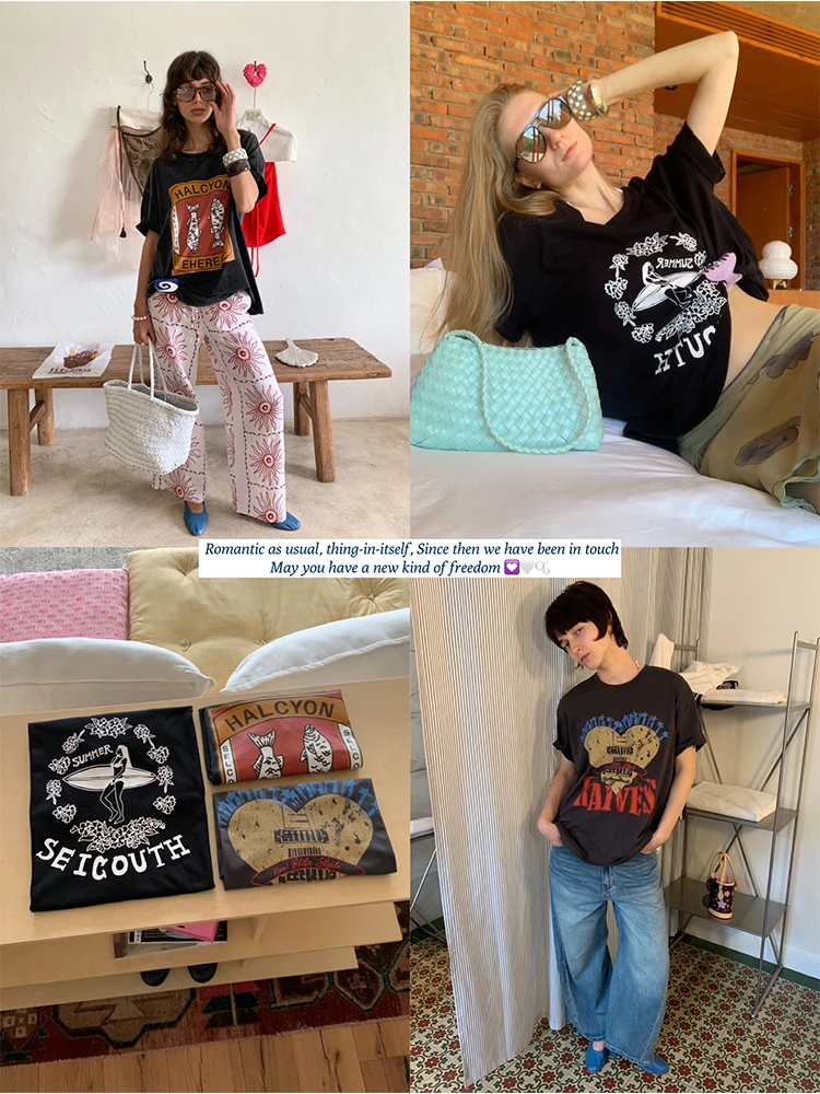 

Женская футболка с коротким рукавом 2026: Новинка, принт FFU, различные варианты, черная, из хлопка, в корейском стиле, для повседневной носки