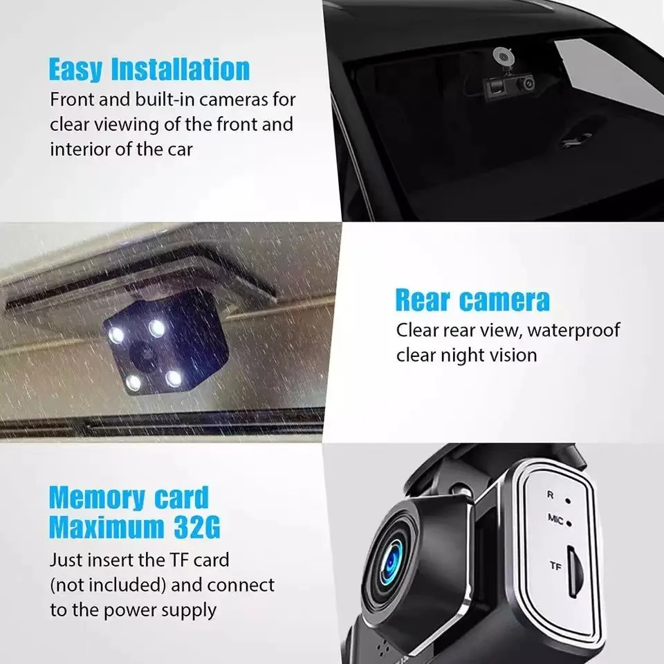 HD 1080P Car Dvr Camera Auto 2inch Rearview Mirror Digital Video Recorder FHD Dual Lens 24H Driving Dash Cam Registrar Camcorder