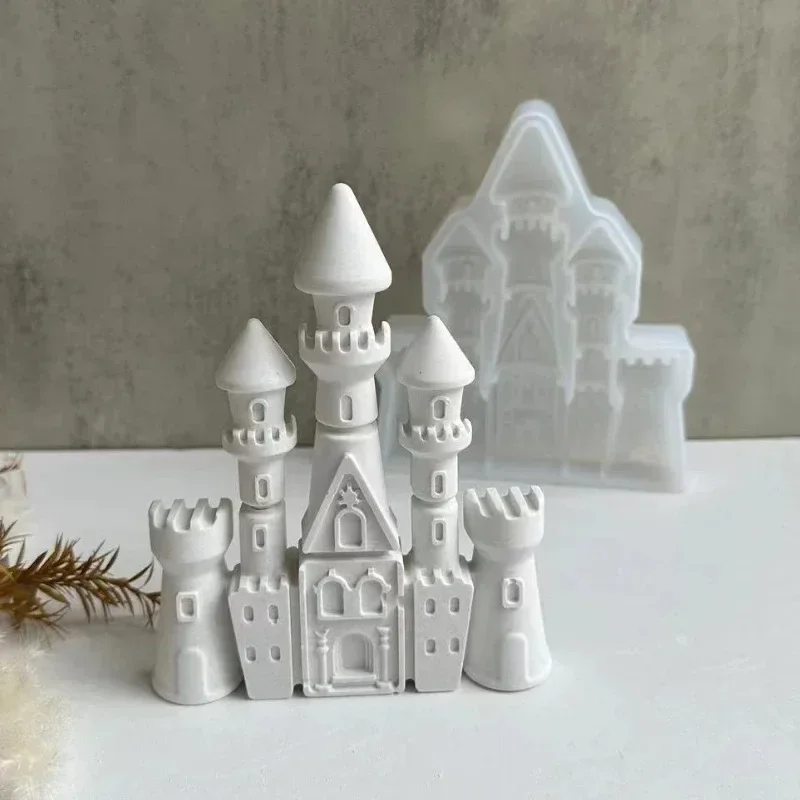 

European Style Castle Candle Silicone Mold House Building Cake Chocolate Silicone Mold Soap Mold Castle Resin Gypsum Mold Gifts