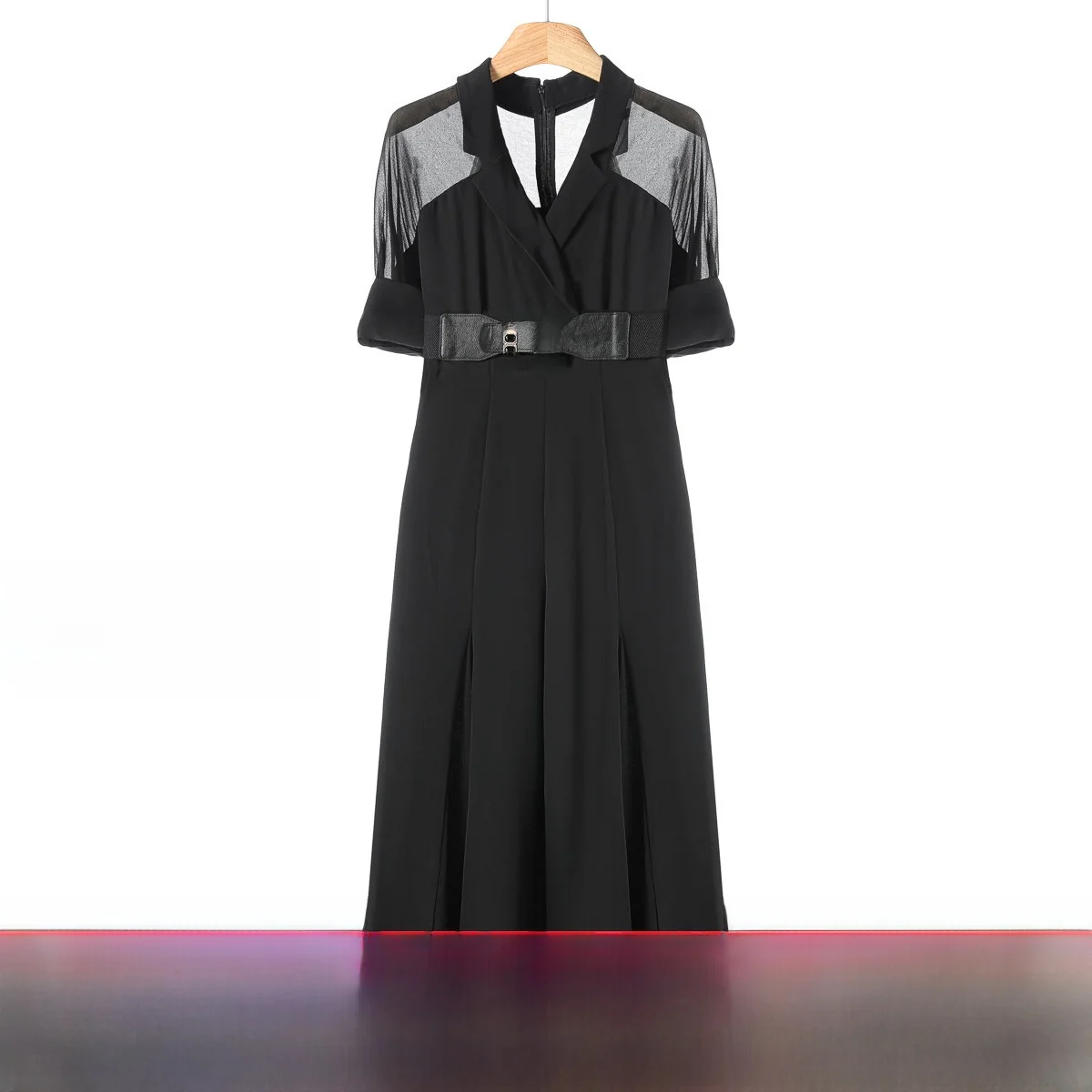 

Летний комбинезон Wuxi Lake ly 25 с воротником-стойкой, поясом, однотонный, с широкими штанинами, с высокой талией, прямые брюки