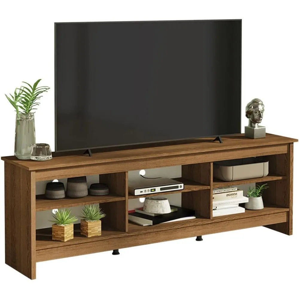 Madesa Media Console TV Stand Entertainment Center with 6 Shelves and Cable Management for 65, 75 Inch Television Living Room