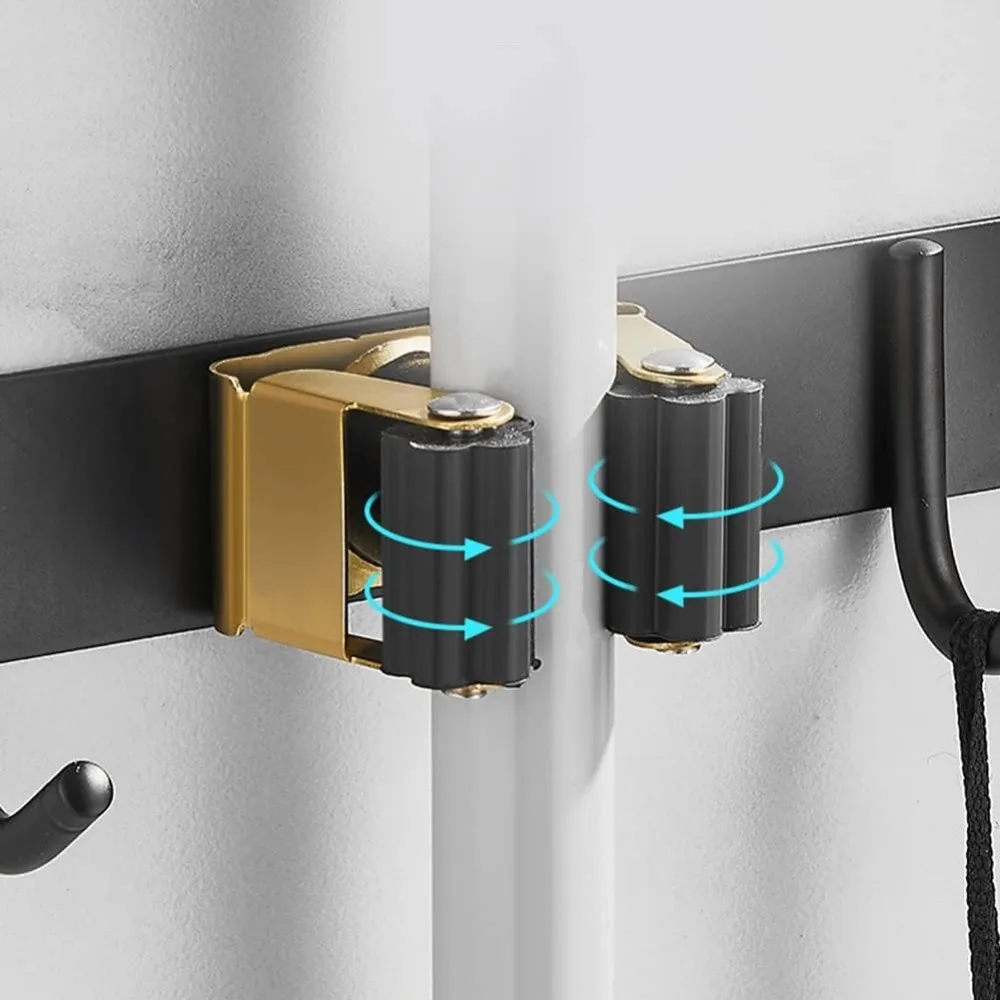 Wandmontierter Besen- und Wischständer aus Edelstahl zur Badezimmerablage