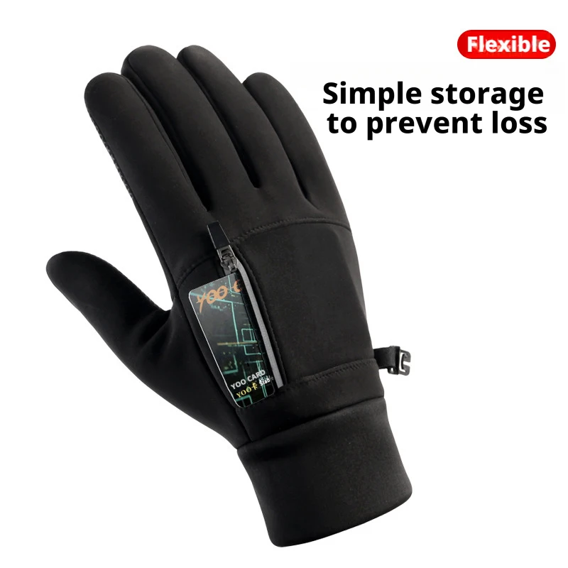 ل ● قفازات صوف شتوية دافئة مرآة مقاومة للماء تعمل باللمس بإصبع كامل لركوب الدراجات النارية والتزلج والجري والرياضات الخارجية #2