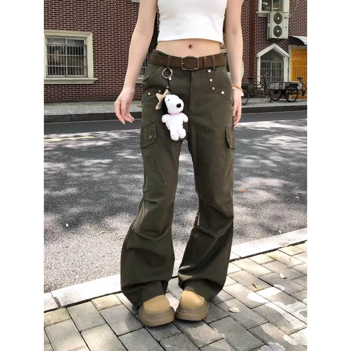 Calças de Trabalho Lavadas com Múltiplos Bolsos e Estilo Novo, Jeans Largos e Soltos para Homens e Mulheres, Calças Casuais e...