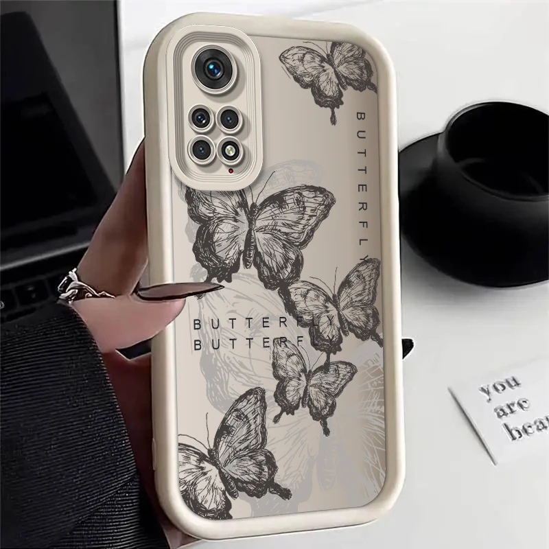 Note11 Butterfly Silicone Phone Case On For Xiaomi Redmi Note 7 7S 8 9 9S 10 10S 11 11S Pro Max 4G 5G Redmi 9 9A 9AT 9T 9C Cover