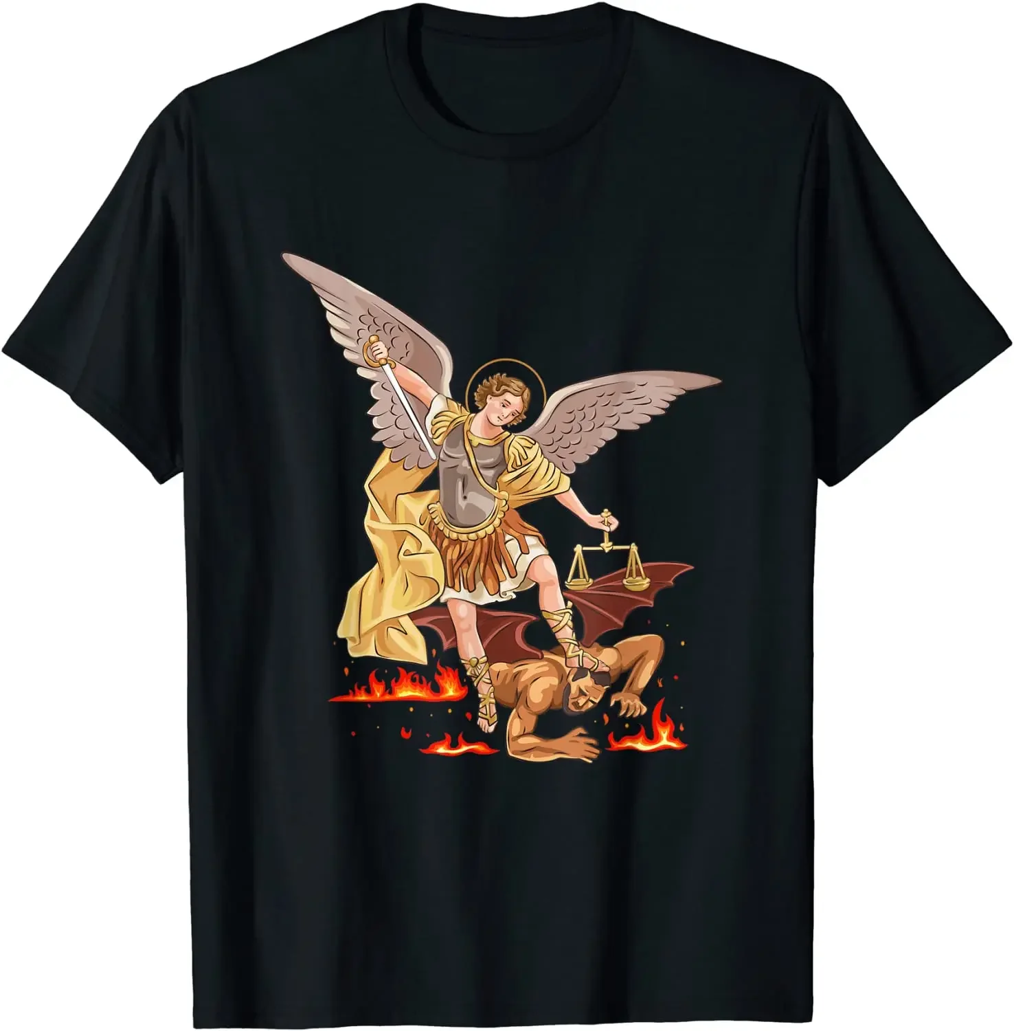 

St Michael The Archangel Defend Us In Battle Men T-Shirt Short Sleeve Casual Cotton O-Neck Summer TShirt