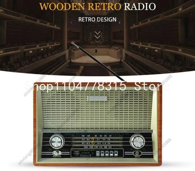 For Retro Desktop Radio Old Fashioned Bluetooth Speaker Remote Control FM MW SW Broadcast TF Card Music Player