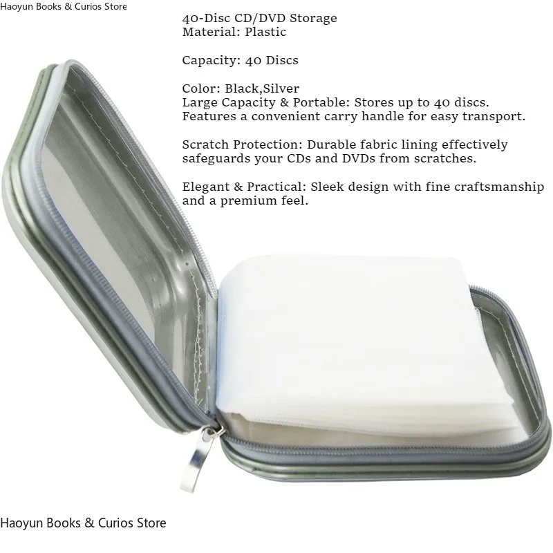 Hitam、Perak、40 pcs/pak、Tempat CD di Visor Mobil、Dompet CD、Tugas Berat、Anti Gores、Kantong Pelindung CD、Kantong Penyimpanan Disk、Sarung CD DVD