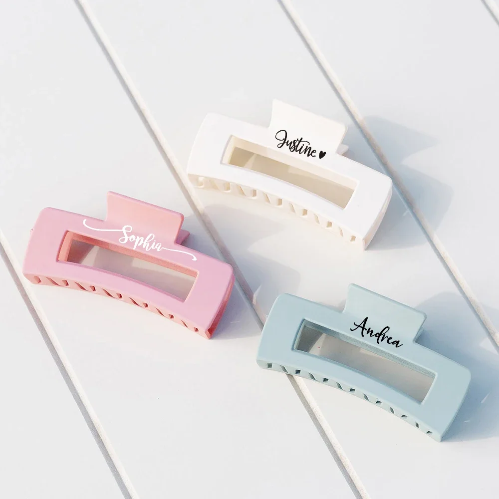 Personalized Square Hair Claw Bridesmaid Gift Box Filler Simple Temperament Bridal Shower Party Large Plastic Hair Clip