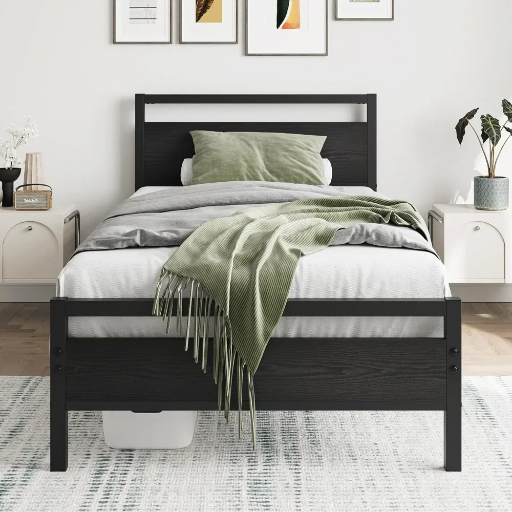 

California King Bed Frame with 4 Storage Drawers - Sturdy Platform Bed with Charged Headboard, No Noise, No Box