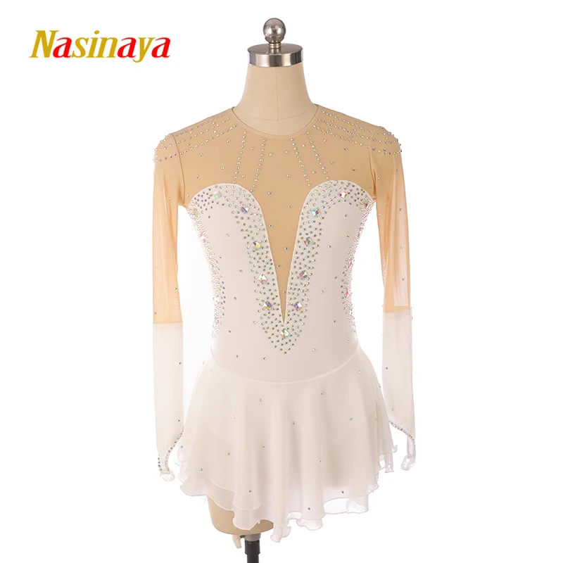 فستان Nasinaya للتزلج على الجليد، تنورة التزلج على الجليد للفتيات والنساء والأطفال، أداء الجمباز باللون الوردي الفاتح #1
