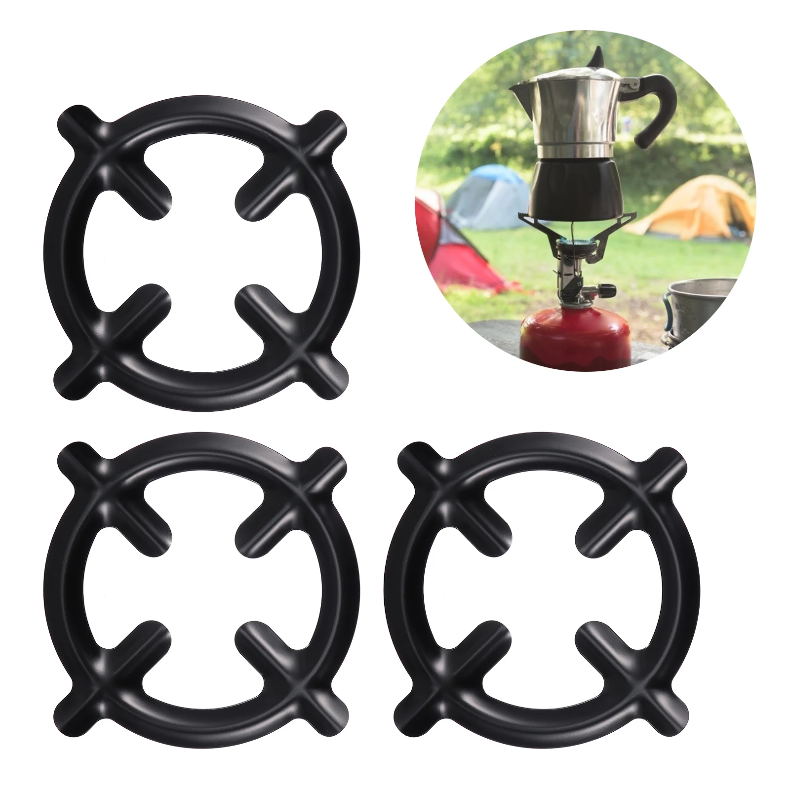 

3pcs Pot Stands Gas Stove Racks Smooth Surface Iron Hob Cooker Plates Wok Support Rings Coffee Pot Holder Set Home Use