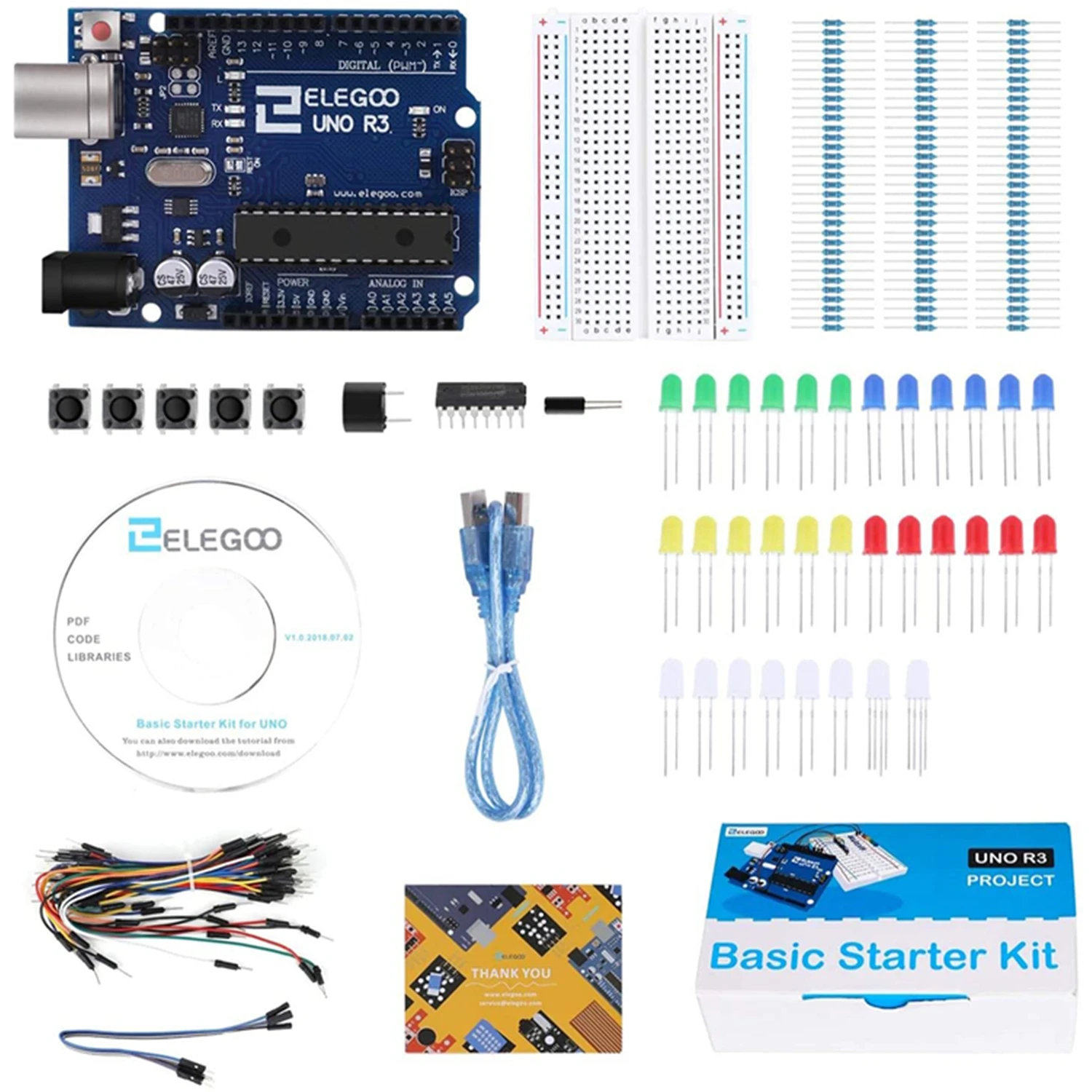 ELEGOO UNO Project Basic Starter Kit with Tutorial and UNO R3 Compatible with Arduino IDE DIY Electronic Kit