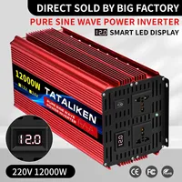 12000W Pure Sine Wave Inverter 12V/24V to 220V AC Converter Universial Socket Car Power Inverter with 2AC Outlets