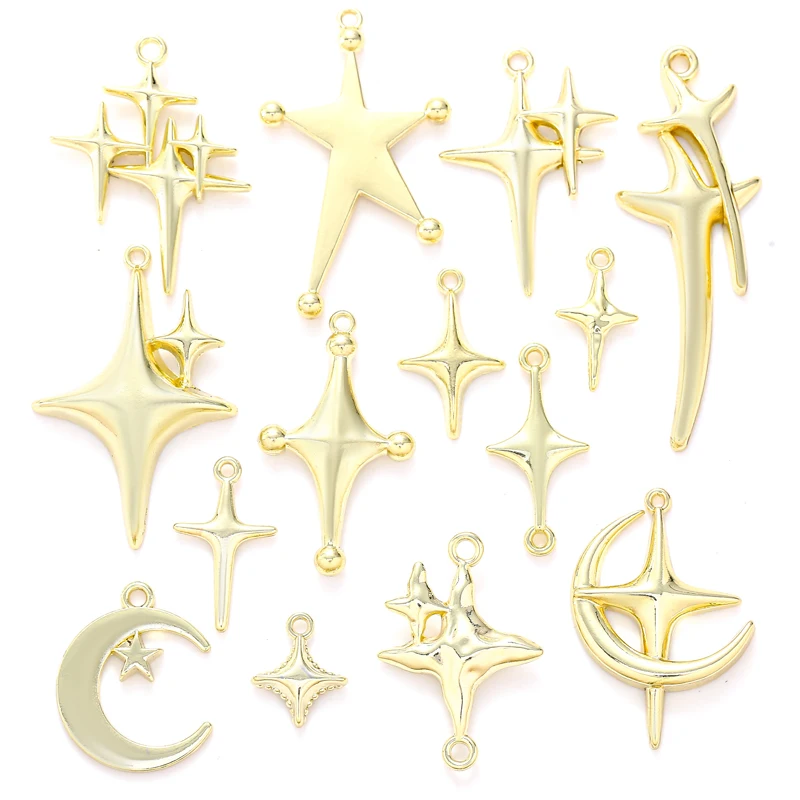 5Pcs 14 styles 3 Colors Star Wishing Meteor Charms For Earrings necklaces Pendants DIY Jewelry Making accessories W299