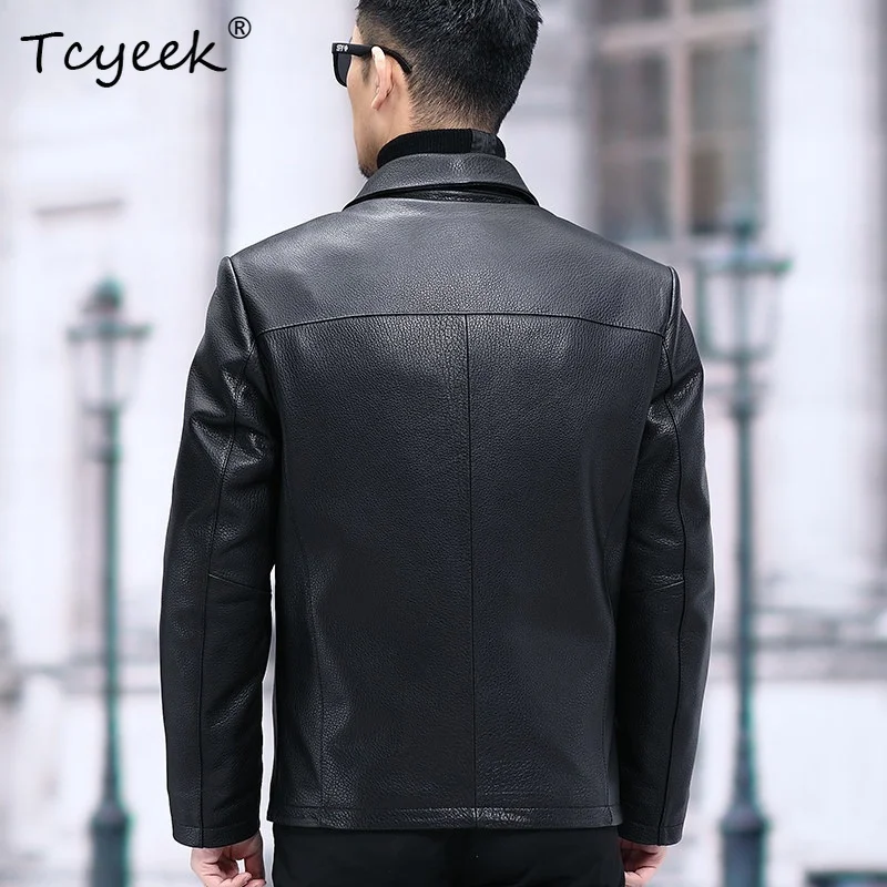 Tcyeek Deerskin Real Leather Jacket Man Rex Rabbit Liner Detachable Coat Men Winter Clothes Business Casual Coats Slim Fit 가죽점퍼