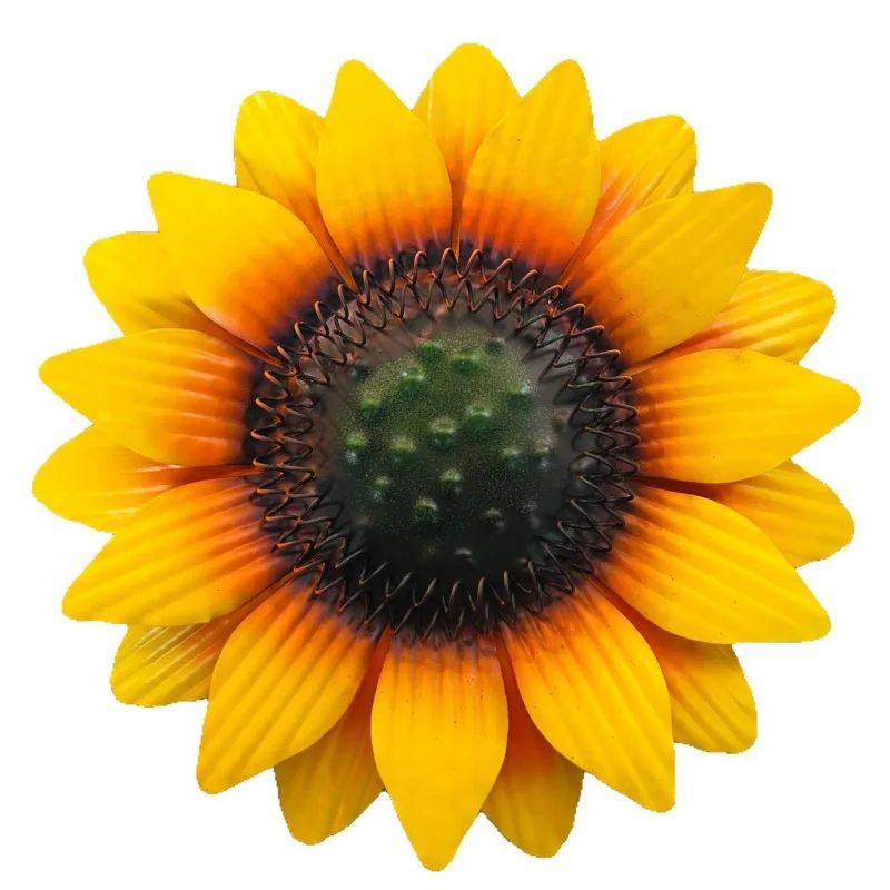 Metal Sunflower Wall Hanging Decor Waterproof Iron Art Ornament for Garden Balcony Living Room Kindergarten