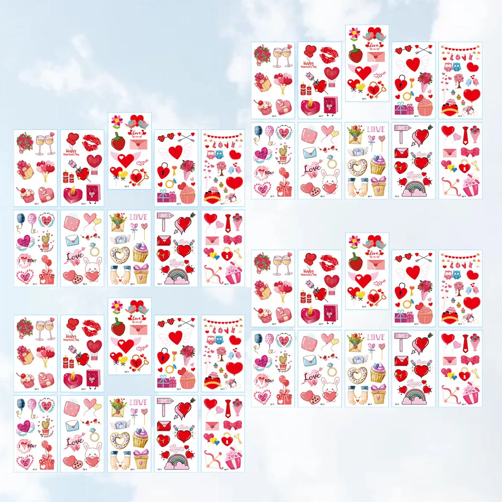 

25pcs Decals Face Tattoo Sticker Valentines Day Temporary Heart Stickers Valentine'S Day Stickers Tattoo Party Fashion Decals