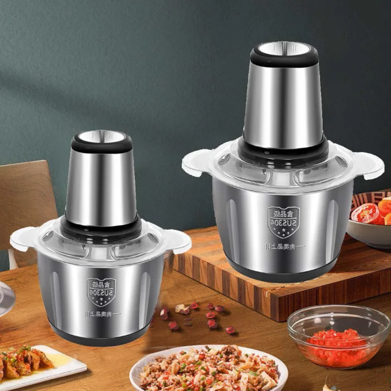 220V Electric Meat Grinder Machine Kitchen Aid Mincer Stainless Steel Slicer Food Processor Spice Pepper Garlic Crusher Chopper