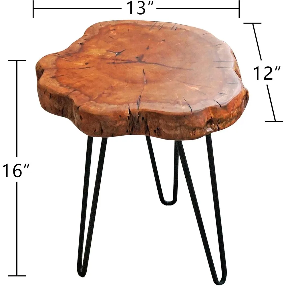 Live Edge Date Tree End Table with Unique Shape, 13 W x 12 D x 16 H, Suitable for Plant Stand in Living Room, Bedroom, or Home O