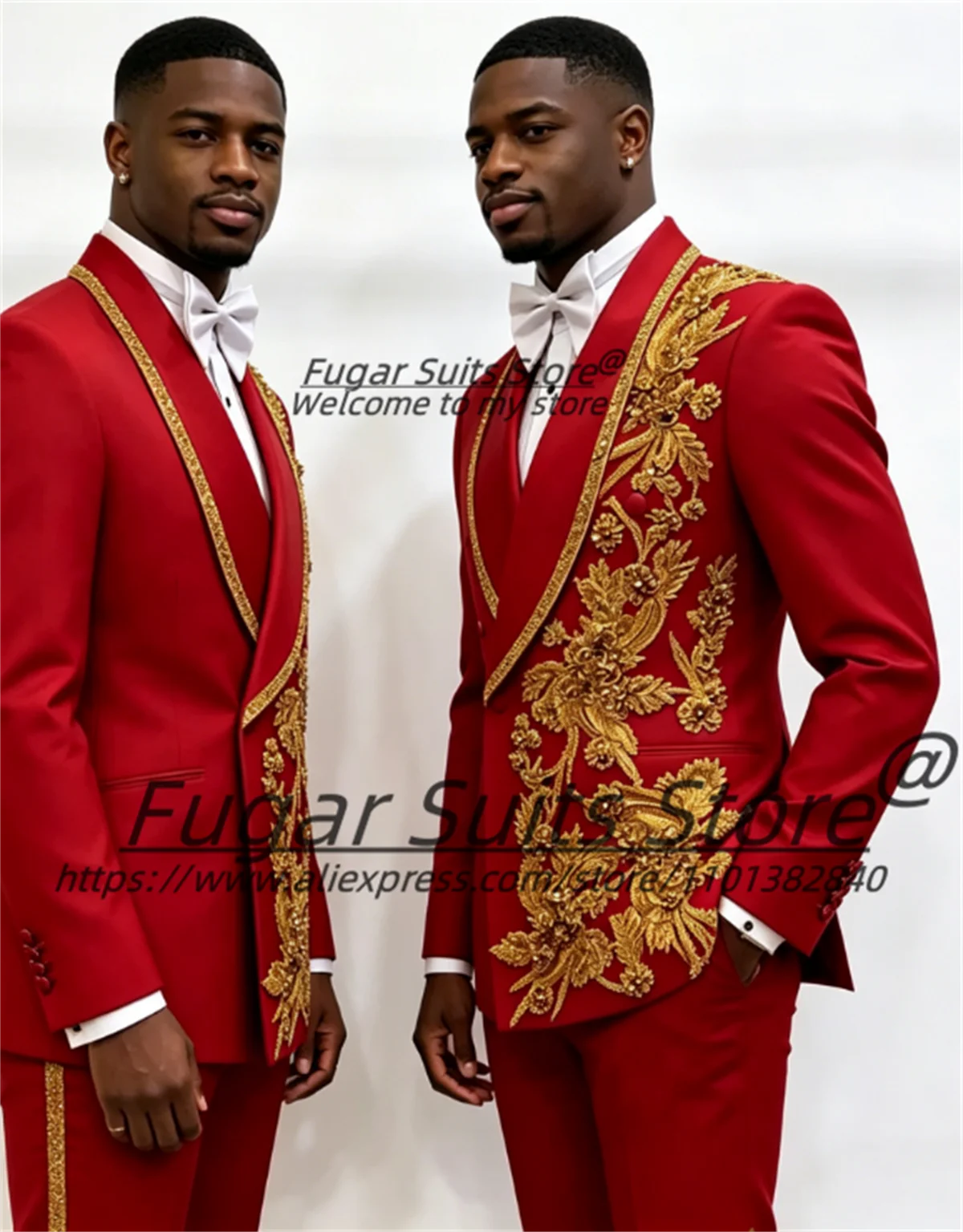 Elegant Gorgeous Rhinestone Embroidery Groom Wedding Tuxedos 2 Pieces Sets Male Party Blazers Slim Fit Shawl Lapel Men Suits