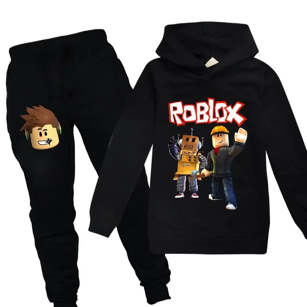 Jeu Roblox dessin animé coton pull costume pour garçons et filles sweat à capuche pantalon décontracté enfants cadeaux d'anniversaire
