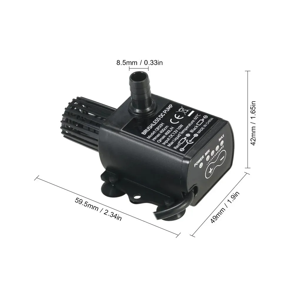 USB DC5V 4.8W Ultra-quiet Mini Brushless Water Pump Waterproof Submersible Fountain Aquarium Circulating 300L/H Lift 300cm