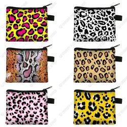 Mulheres carteiras curtas nova moda vintage leopardo imprime moeda bolsa para meninas saco de embreagem senhoras titular do cartão saco de embreagem