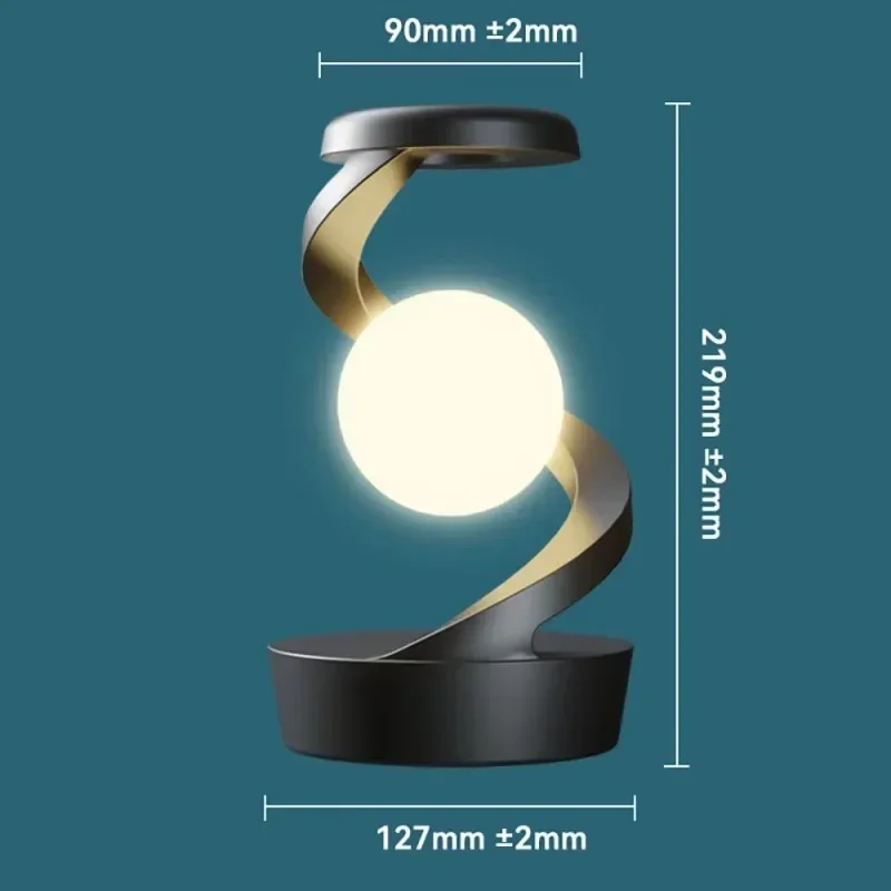 Lampe de bureau LED sans fil, veilleuse rotative, lune rotative, lumière d'ambiance, tactile et flottante, chambre à coucher