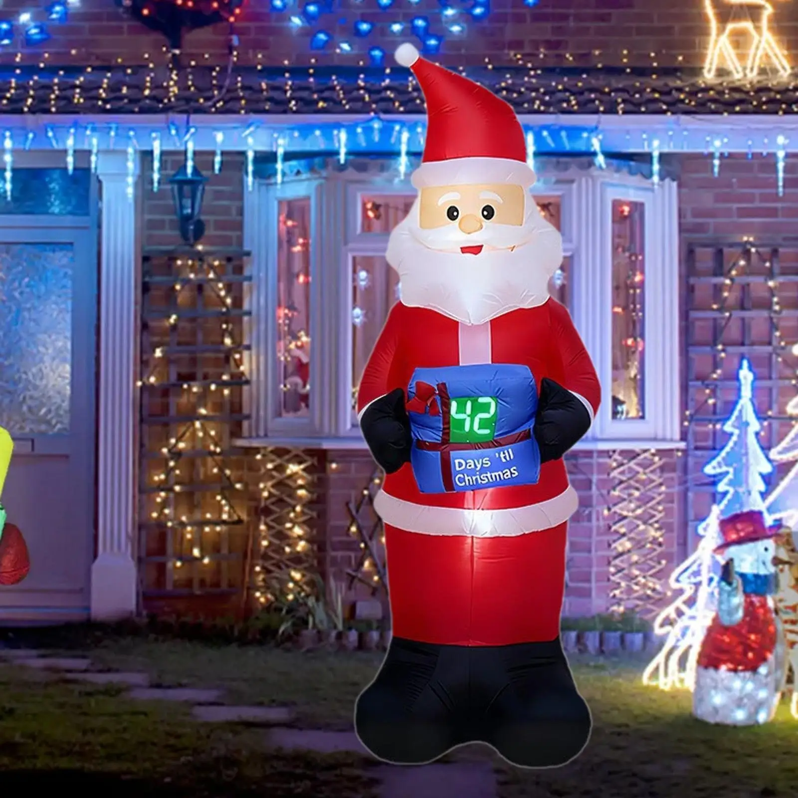 

Christmas Inflatables Santa, Decor ,Polyester, Prop Outdoor Ornament Xmas Blow up Xmas Decor for Porch Indoor Festive Outside