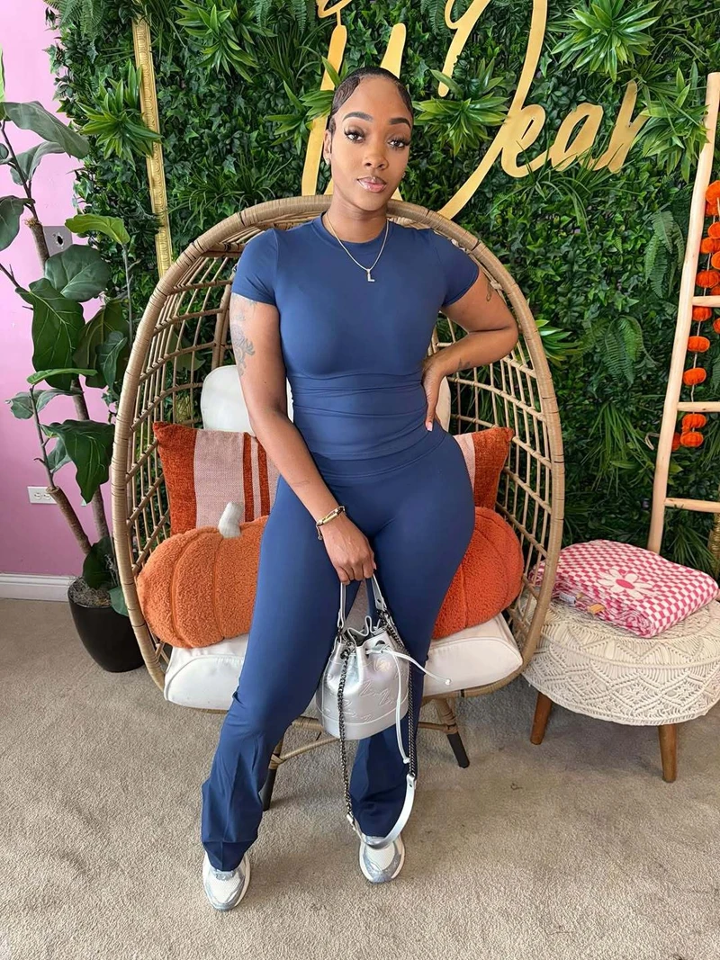 

STYLISH LADY Yoga 2 Piece Set Women Short Sleeve Top and Pant Suits 2025 Autumn High Waist Solid Color Sporty Outfits