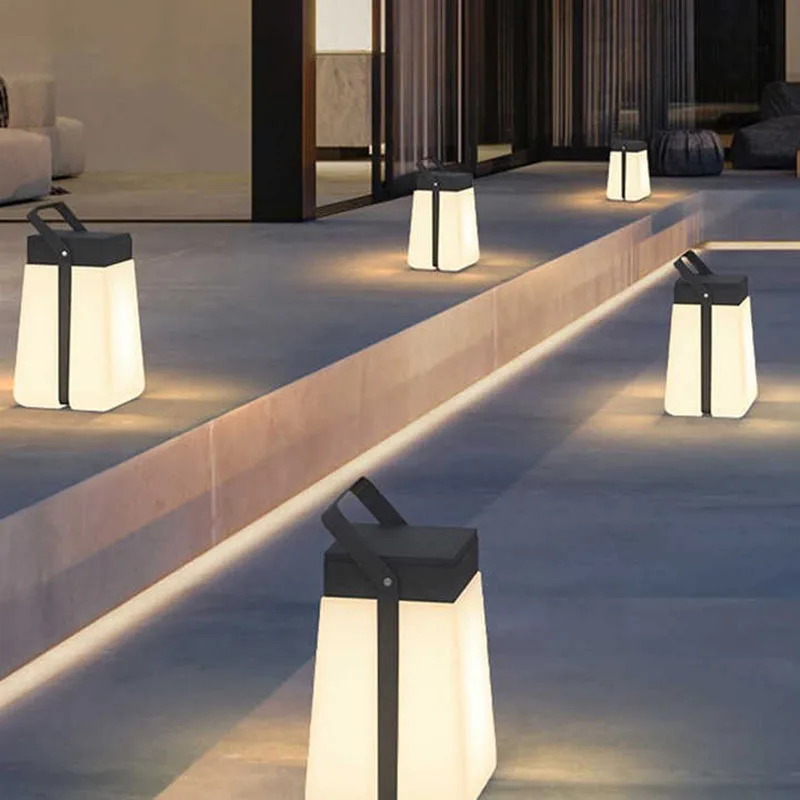 Portable Cordless Outdoor Carrying Lamp Table Lamp Waterproof Handle Solar Garden Camping Flower