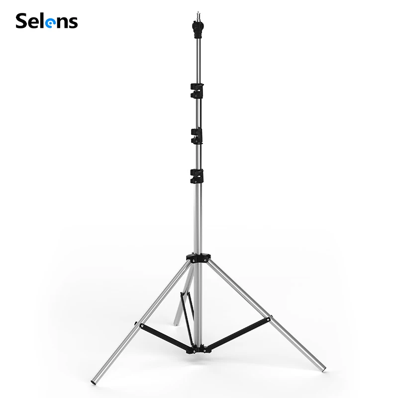 حامل إضاءة تصغير 2.2 متر من Selens حامل ثلاثي من الفولاذ المقاوم للصدأ خفيف الوزن مع وسادة هوائية ومحولات 1/4 3/8 لاستوديو الصور