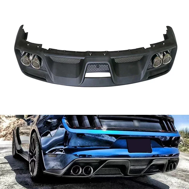 Modified Carbon Fiber Rear Exhaust Pipes Front Bodykit Rear Bumper Front Lip For Ford Mustang 2015-2017