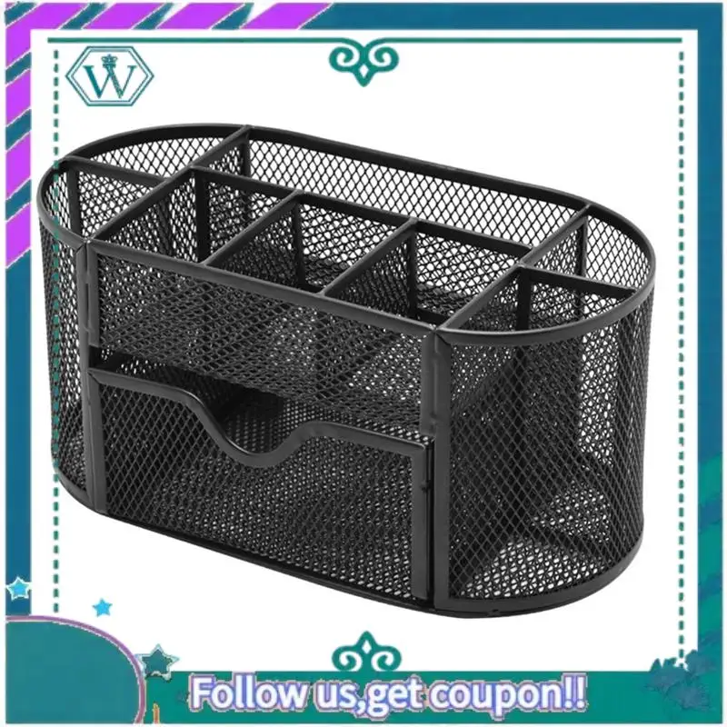 منظم مكتب شبكي لسطح المكتب وحامل أقلام قرطاسية مع 8 مقصورات ودرج واحد للمدرسة والفصول الدراسية وقطعة واحدة #4