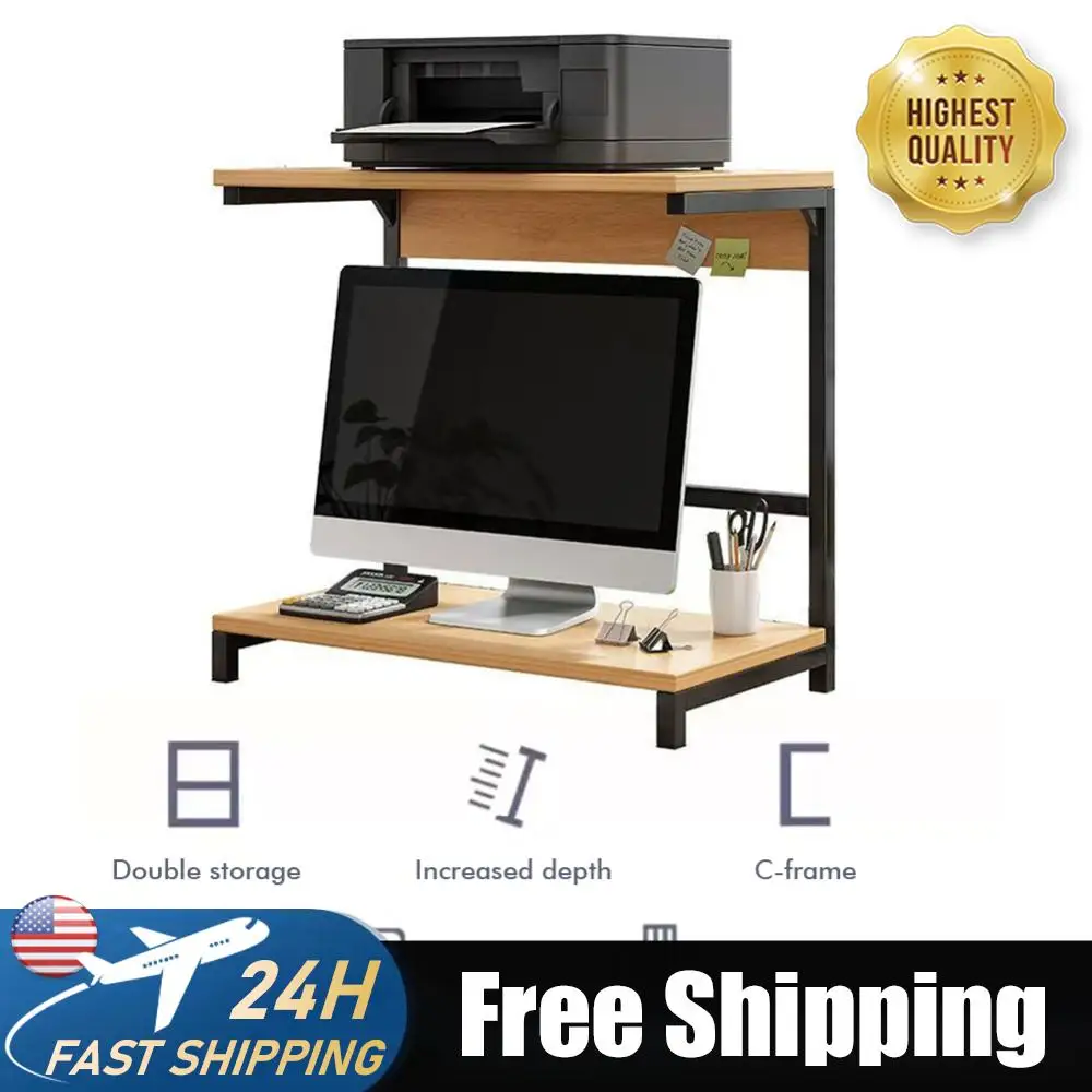 

Двухуровневая подставка для монитора и принтера, полка для хранения, настольный органайзер для принтеров, настольных компьютеров, ноутбуков и мониторов