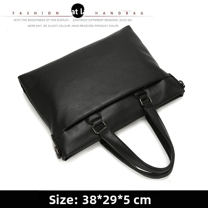 

A4 Men's Busin Laptop Bag oulder Crossbody Bag Soft PU Leather Large Capaci Casual Sli Briease for Men