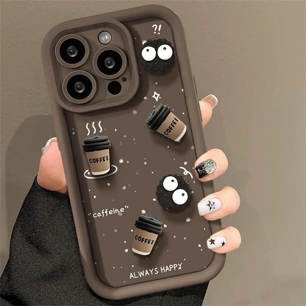 Etui na telefon Cute Fun 3D Ball Coffee do Xiaomi Poco X7 X6 F5 X3 M6 Pro Mi 14 14T 13 13T 12 12T Pro 11 Lite Shockproof Soft Cover — zdjęcie produktu 4