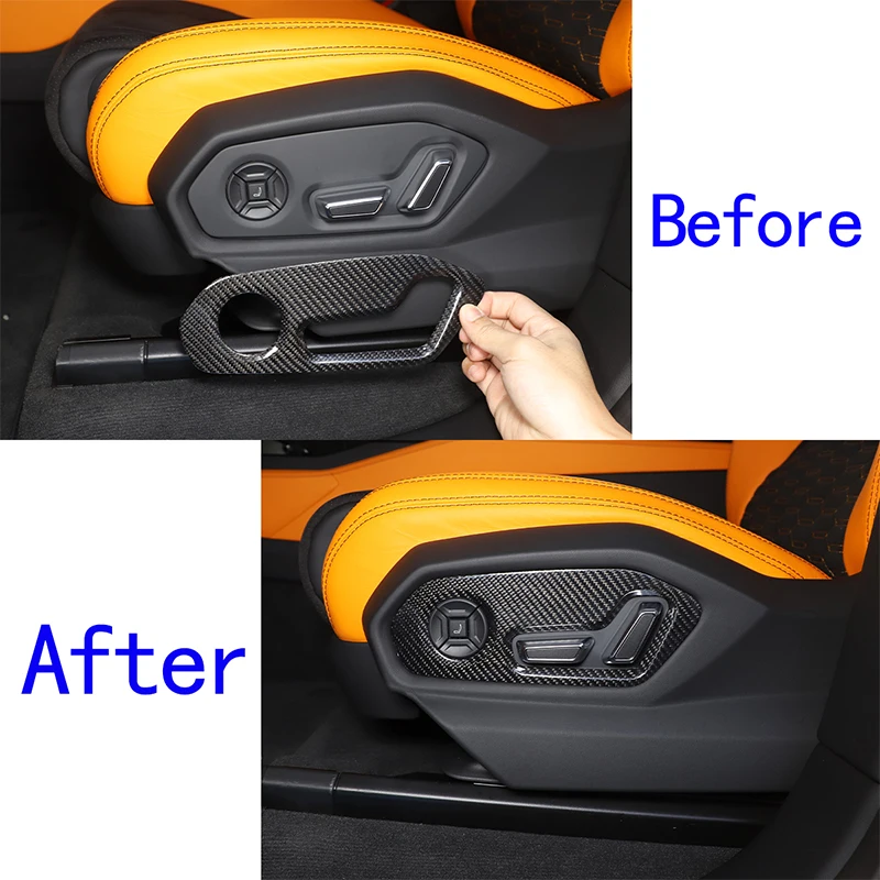 Real Carbon Fiber Car Seat Adjustment Panel Decorative Cover Trim Sticker For Lamborghini URUS 2018-2021 Interior Accessories