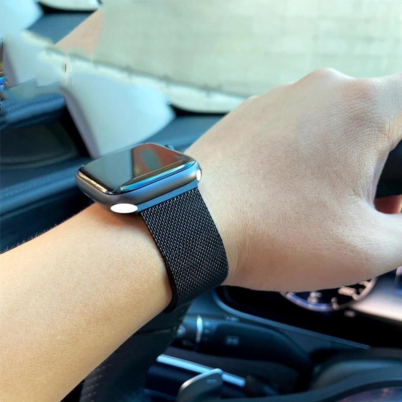 Pulseira Magnética para Apple Watch, Pulseira Milanese, Ultra 2, 49mm, 44mm, 40mm, 45mm, 41mm, 38mm, 42mm, 45mm, iWatch 9, 7, SE, 3, 5, 6, ultra 8 banda