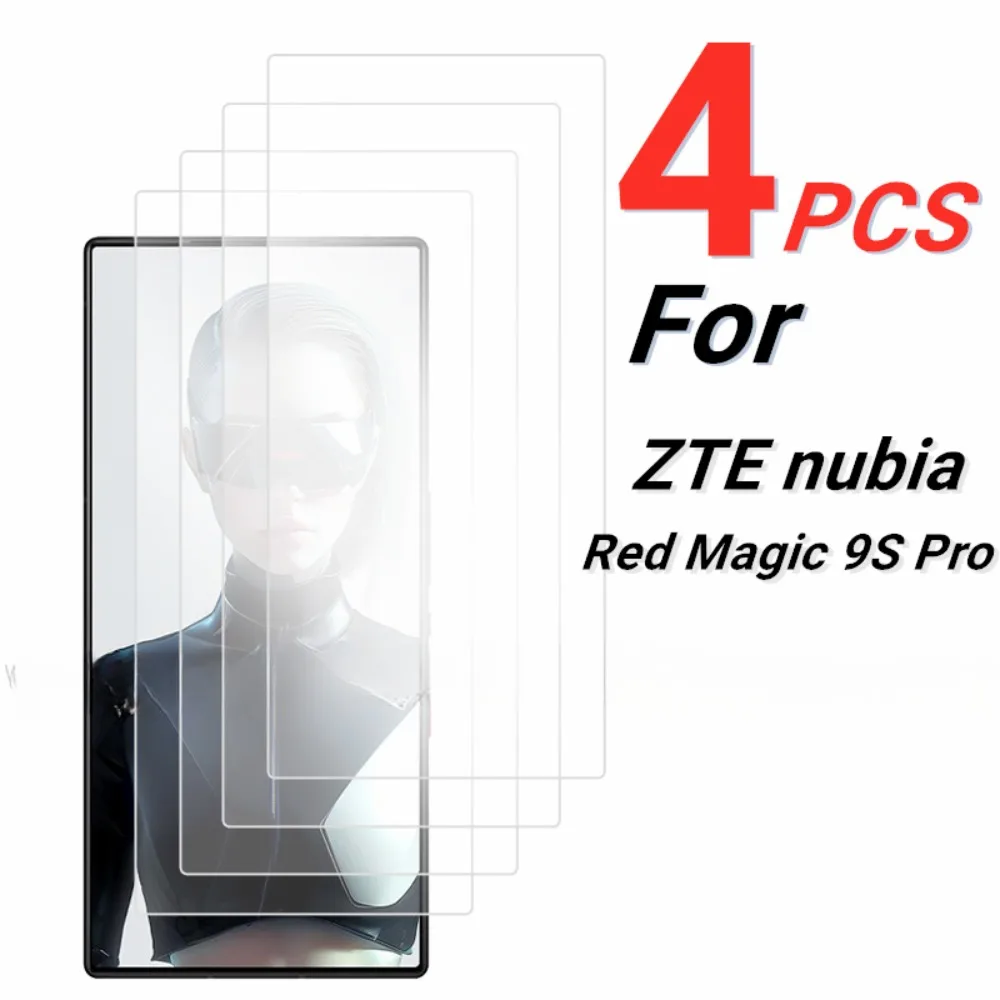 4PCS Screen Protector for Nubia Red Magic 9S Pro Tempered Glass for Nubia Red Magic 9S Pro 5G Full Glue Cover Phone Glass Film