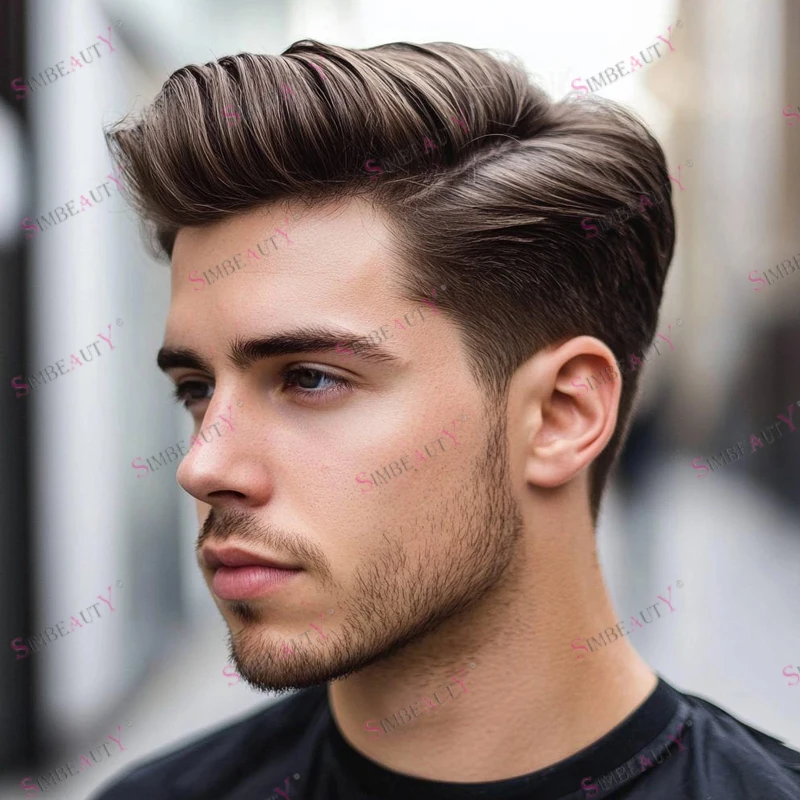 Light Blonde European Human Hair Man's Wigs Undetectable Fine Mono Base Comfortable Men Toupee Durable Hair System Prosthesis