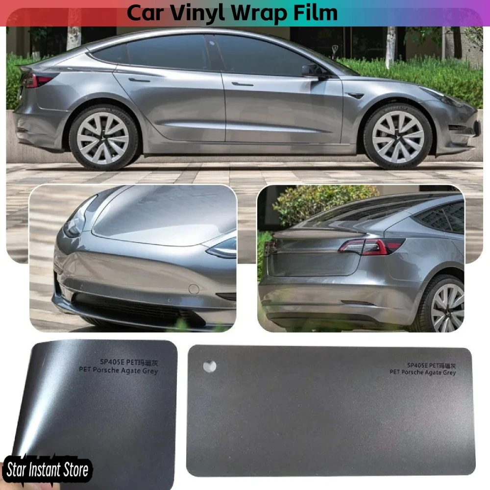 

Film Agate Gray PET Liquid Metallic Gloss Vinyl Wrap Auto Car Sticker Decal Film Sheet Bubble Free Air Release Technology