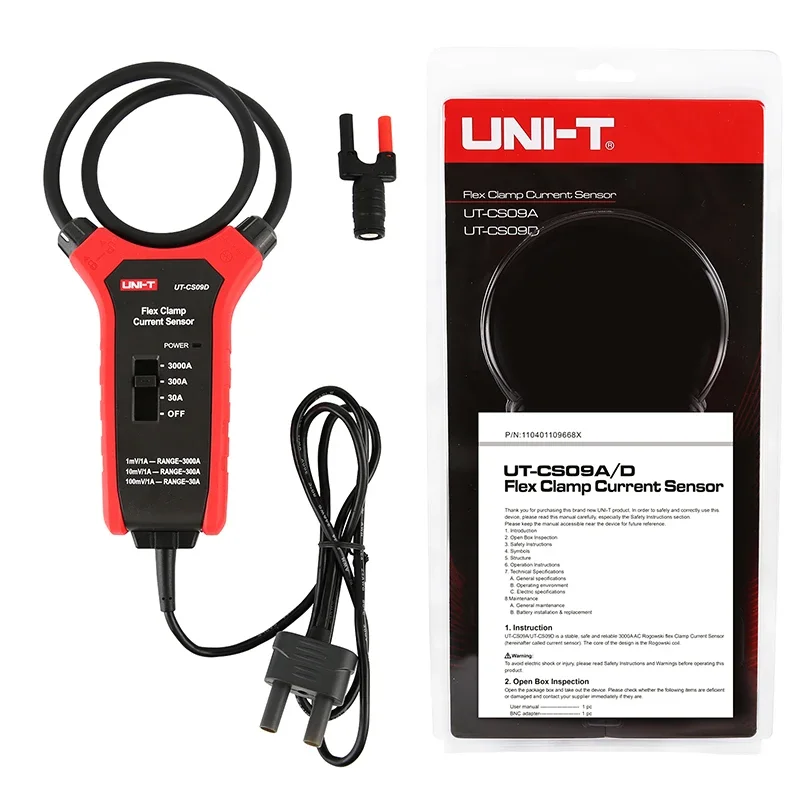 UNI-T 3000A التيار المتناوب الحالي مرنة المشبك متر فليكس المشبك الاستشعار مقياس التيار الكهربائي تردد متر UT-CS09D