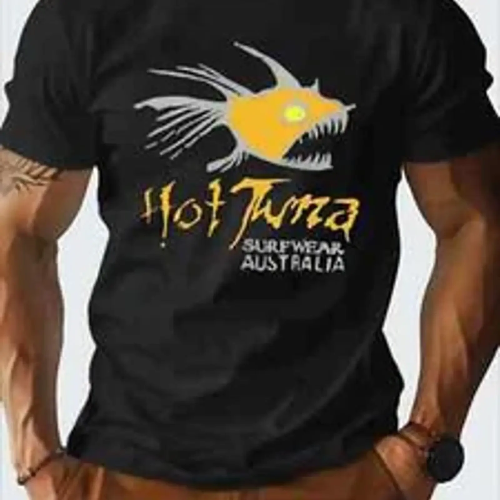 Men's Hot Tuna Surf T Shirt 100 Cotton Black Casual Summer with vintage Washed Stylish streetwear Versatile fashion Slightly