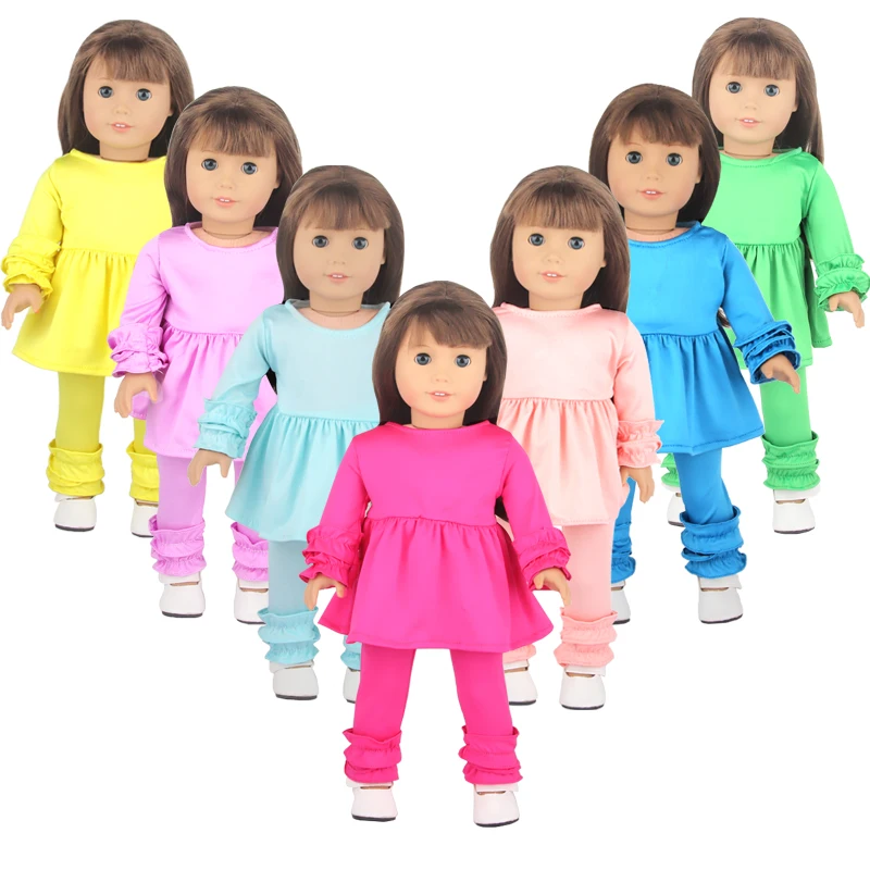 Colorful Doll Clothes For 18 Inches American Dolls Soft Elastic Doll Pajamas Outfit Suits For 43 Cm Baby New Born Girl Dolls Toy