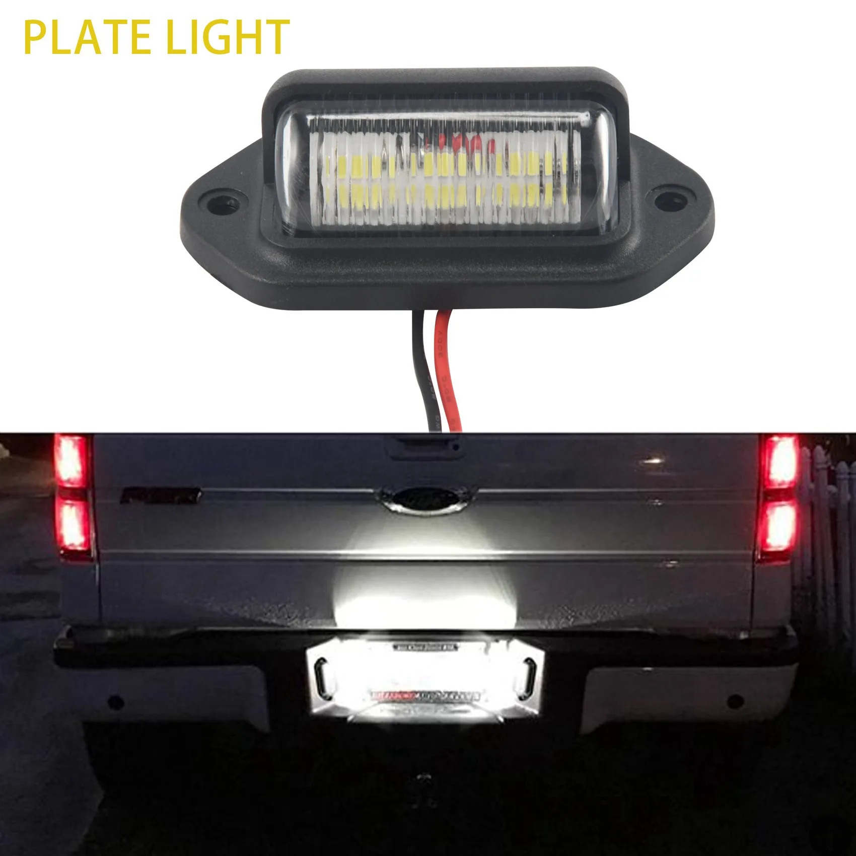 Luz LED para matrícula de coche, barco, motocicleta, autocaravana, camión, remolque Exterior, 12V, 2 piezas